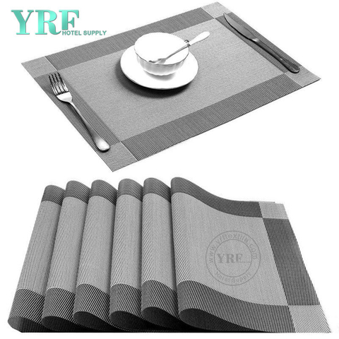 Manteles individuales de color gris plateado resistentes a las manchas lavables de vinilo rectangulares para banquetes