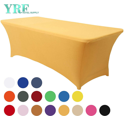 Cubierta de mesa de elastano elástico rectangular dorado 4 pies / 48 "L x 24 " W x 30 "H Poliéster para hotel