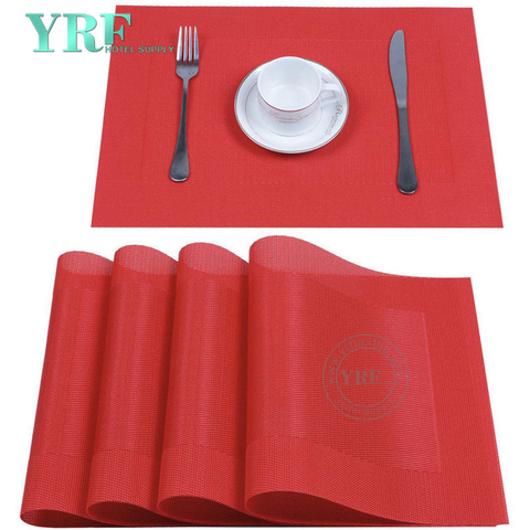 Tapetes de mesa de borde rojo resistentes a las manchas lavables de vinilo rectangular para banquetes