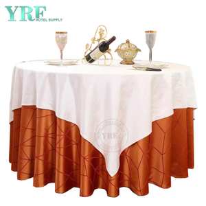 Paños de mesa redondos YRF de 70 "pulgadas de poliéster naranja lavable sin arrugas para restaurante