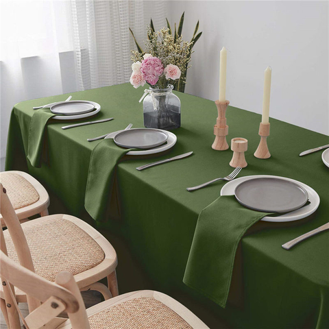 Cubierta rectangular para mesa de cena Pure Olive 90x132 pulgadas 100% poliéster sin arrugas para restaurante