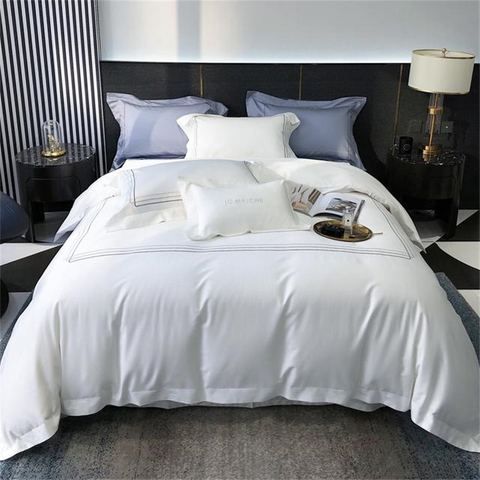 Juego de ropa de cama de algodón de fibra larga 78X80 de marca famosa para hotel y hogar de lujo