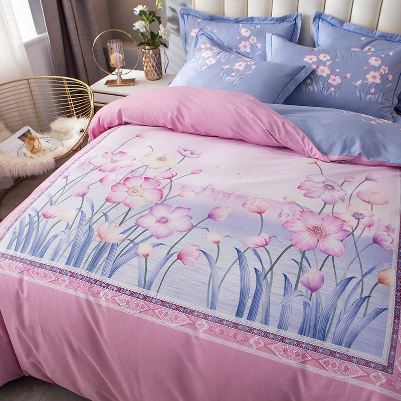 Algodón de la decoración del hogar impreso cómodo para el juego de sábanas de cama doble