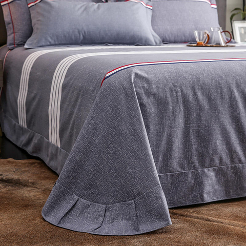 Juego de sábanas para decoración del hogar, juego de cama a rayas con desvanecimiento cómodo