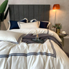 Blanco bordado estilo moderno del algodón del lecho del hotel del apartamento para la cama doble
