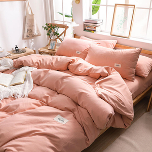Sábana de cama de tela de algodón a juego rosa para dormitorio de estudiante de estilo Simple